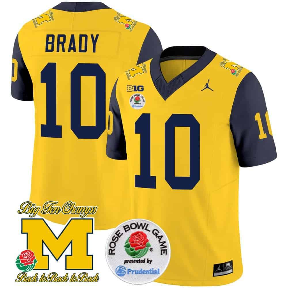 Men Michigan Wolverines #10 Brady Yellow 2024 Rose Bowl Patch Vapor Limited NCAA Jersey style 1->indianapolis colts->NFL Jersey